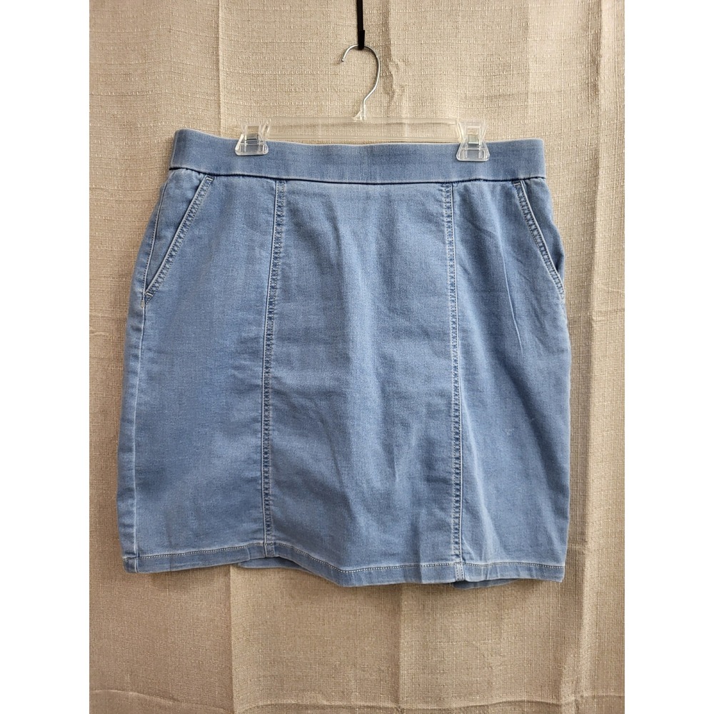 Kim Rogers Tummy Control Denim Skort Womens 14 Average Light Wash Blue Pull On
